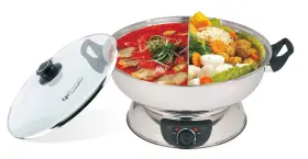 Lp Living Plus 850033358490 Electric Dual Sided Shabu Divider Hot Pot With Burner And Glass Lid 5