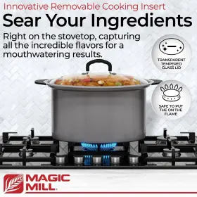 Magic Mill 042796310307 Slow Cooker 10 Quart Extra Large Non-stick Metal Searing Pot And T #2