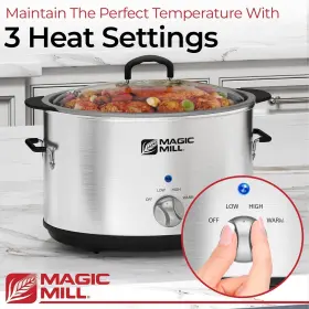 Magic Mill 042796310307 Slow Cooker 10 Quart Extra Large Non-stick Metal Searing Pot And T #3
