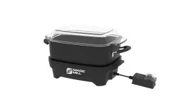 6.5qt-12 Magic Mill Msc626 Oblong Slow Cooker Flat Glass Cover Cool Touch Handles Qt