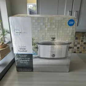 6-qrt Mainstays 6 Quart Oval Slow Cooker Stainless Steel Finish Glass Lid - New Sealed