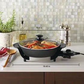 G792 Mainstays 12 Inch Round Nonstick Electric Skillet With Tempered Glass Cover Black #2
