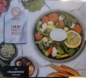Mc-1006-cw Masterchef 1.25 Quart Stainless Steel Electric Hot Pot 100w Silver/white