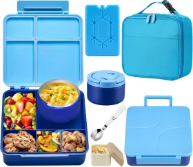 Fhb2 Maxso Bento Lunch Box Set With 8 Oz Soup Thermo Kids Leakproof 4 Blue