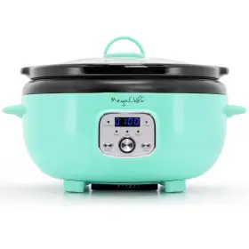 Megachef 313043229261 6.8 Quart Oval Electric Digital Slow Cooker In Turquoise With Black Pot