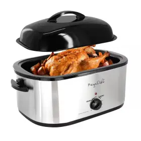 Megachef 445011645612 22 Quart Electric Roaster Oven In Silver With High Dome Self-basting Lid