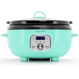 Megachef 711181818833 3. 6 Quart Oval Electric Digital Slow Cooker In Turquoise Teal With Black Pot