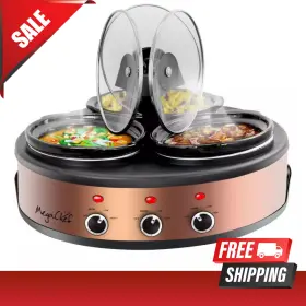 891109462m Megachef Fash Sale 1.5- Quart Triple Slow Cooker And Buffet Server