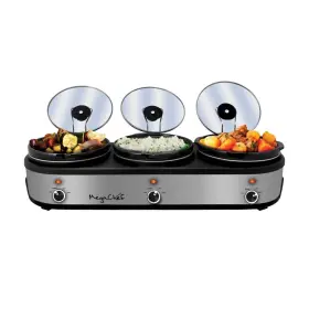 92186765 Megachef Triple 2.5 Quart Slow Cooker And Buffet Server Stainless Steel