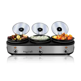 926110878m Megachef Triple 2.5 Quart Slow Cooker And Buffet Server In Brushed Silver