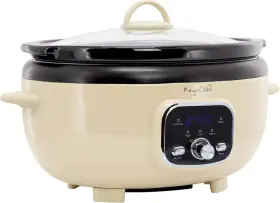 Mcsc-ov650c Megachef 6.9 Quart Oval Electric Digital Slow Cooker In Cream With Black Pot