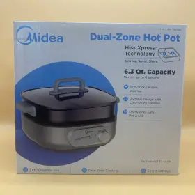 Midea 840296515631 Dual-zone Hot Pot 6.3 Quart Electric Cooker Nonstick Ceramic New Read
