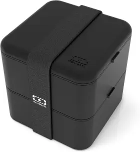 Monbento 791769439254 - Large Bento Box Mb Square Onyx With Compartments Black Monbento 791769439254 - Large Bento Box Mb Square Onyx With Compartments Black