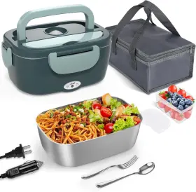 Hd-j-0117 Monteka Electric Lunch Box Food Heater - Leakproof Portable Darkgreen