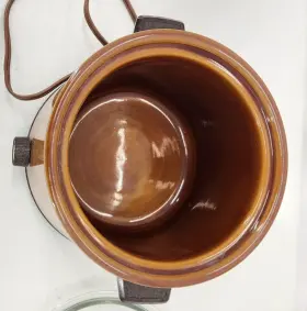 86-46348 Montgomery Ward Vintage Crockery Slow Cooker Crock Pot Brown/wood Grain #2