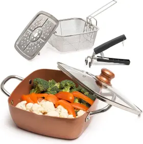 Al-cw-sq5 Moss & Stone And 5 Pcs Copper Chef Cookware Set 9.5 Inch Non Stick