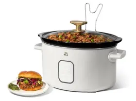 654156416 Neautiful Kitchenware Beautiful 6 Quart Programmable Slow Cooker Touch-activated Display - White