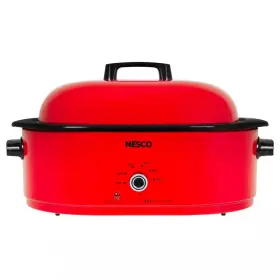 Nesco 313037049042 18 Quart Red Roaster Oven With Porcelain Cookwell
