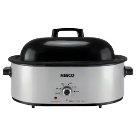 Nesco 313055958913 18 Quart Silver Roaster Oven With Porcelain Cookwell