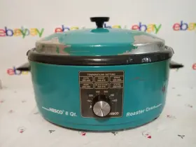 4116-19 Nesco Vintage 6 Quart Non-stick Roaster Electric Oven Teal Blue - Made In Usa