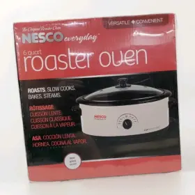 4816-14g Nesco Porcelain Roaster Oven Ivory 6 Quart With Glass Lid New Sealed