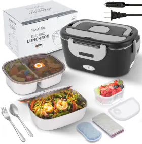 Nestdin N-lb 2-blackgrey Electric Lunch Box Food Heater For Adults 80w Fast Heated Black-2 1.5l