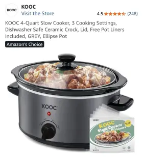 Nextwavefind 313099933945 4-quart Slow Cooker 3 Cooking Settings Dishwasher Safe Ceramic Crock Read