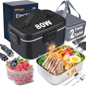 Kxd-678 Nifogo Electric Lunch Box For Adults 80w Portable Heated Black