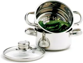 Norpro 028901020255 1-quart Stainless Steel Mini Steamer Cooker 3 Piece Set As Shown