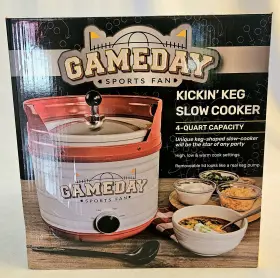 Gddk4rdsl Nostalgia New Game Day 4- Quart Slow Cooker Portable Crock Pot With Lid And Laddle