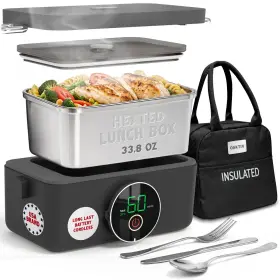 Oaktiv Ot-trmg-blk-20k Lunch Box Warmer Electric Heated For Adults Medium Black