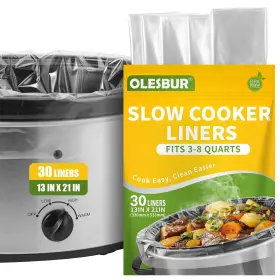 Olesburscl003 Olesbur 30 Count Slow Cooker Liners 13 Inch X21 Fits 3-8 Quarts Disposable Pot