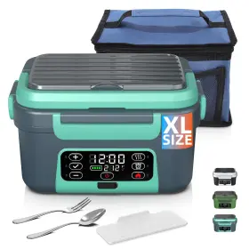 Omboos 762483443575 Cordless Electric Heated Lunch Box Xl 6.3 Cups Grey Lake Green
