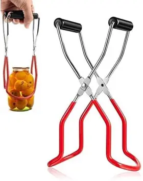 Oriflame 797754181238 Canning Jar Lifter Tongs Stainless Steel With Large Red