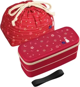 Pw-28c Osk Japanese Traditional Rabbit Moon Bento Box Set Renewal Red
