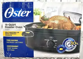 195152 Oster 18-quart Roaster Oven Black Self-basting Lid Defrost Keep Warm Setting
