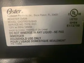 Ckstrs18-bhd Oster 18-quart Roaster Oven Black Used Twice Preowned #3