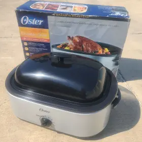 Ckstrs18-vhd-v Oster 18 Quart Silver 24 Lb Turkey Roaster Oven High Dome And Self-basting Lid