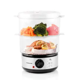 12345 Ovente 20-cup Silver 2-tier Food Steamer With Stainless Steel Base And Plastic C
