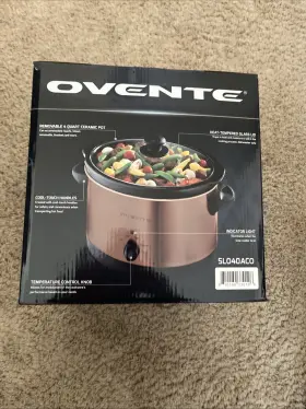 Ovente 810160330196 4-quart Slow Cooker With Heat-tempered Glass Lid New In Box