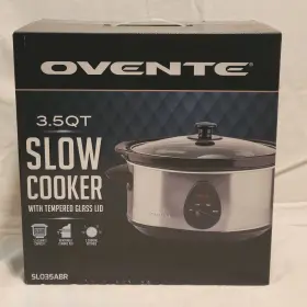 Sl035abr Ovente Slo35abr 3.5l Slow Cooker Tempered Glass Lid Removable Ceramic Pot 3 Temp