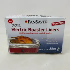 Pansaver 691045168673 Foil Electric Roaster Liners Silver 34 X 16 In Fits 16-22 Quart