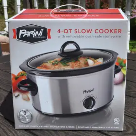Parini 196463100970 4 Quart Slow Cooker Crock Pot Removeable Stoneware Oven Safe Insert Nib