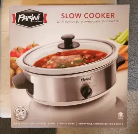 Prnsc25 Parini Stainless Steel 2.5 Quart Slow Cooker Removable Oven-safe Stoneware