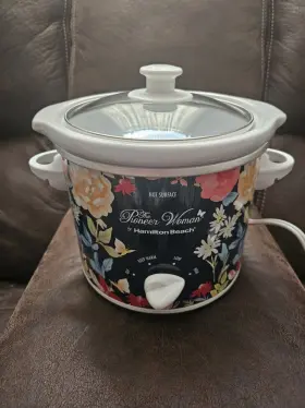 33016a Pioneer Woman - Hamilton Beach Fiona Floral 1.5 Quart Crock Pot Ex Cond