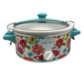 33062 Pioneer Woman 6 Quart Portable Slow Cooker Breezy Blossom Removable Stoneware