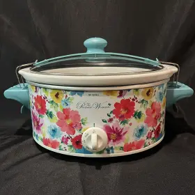 33062f Pioneer Woman Rare Breezy Blossom 6 Quart Slow Cooker Crock Pot Works Great Con