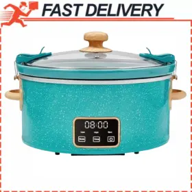 5154557527 Pioneer Woman 6 Quart Programmable Digital Slow Cooker With Locking Lid Teal - New