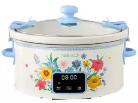 Pioneer Woman 655772023711 Brilliant Bloom 6-quart Digital Slow Cooker Crock Pot Locking Lid
