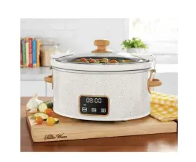 Pw8400778514-5 Pioneer Woman The 6 Quart Digital Slow Cooker With Locking Lid Linen Speckle #2